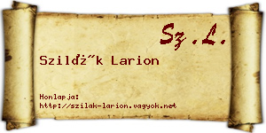 Szilák Larion névjegykártya